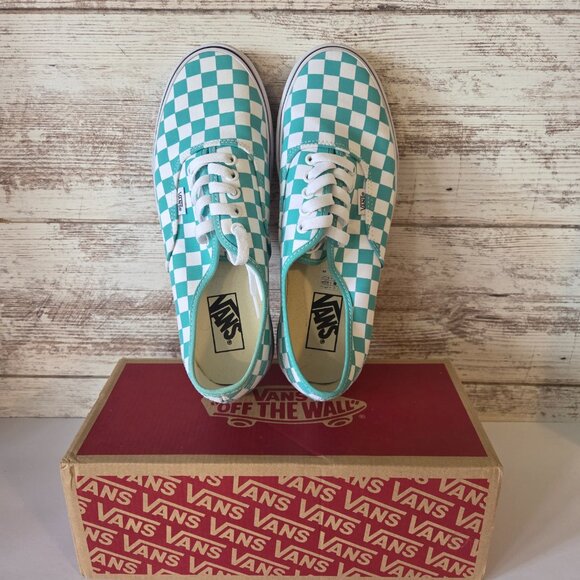 ๐ Vans Authentic Aqua Checkerboard Sneakers | Classic Low Tops w/ Box - Picture 3 of 7